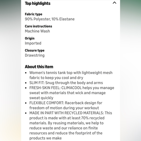 Adidas Club Tennis Climacool V Neck Tank Top White Size Large NWT - Picture 5 of 5